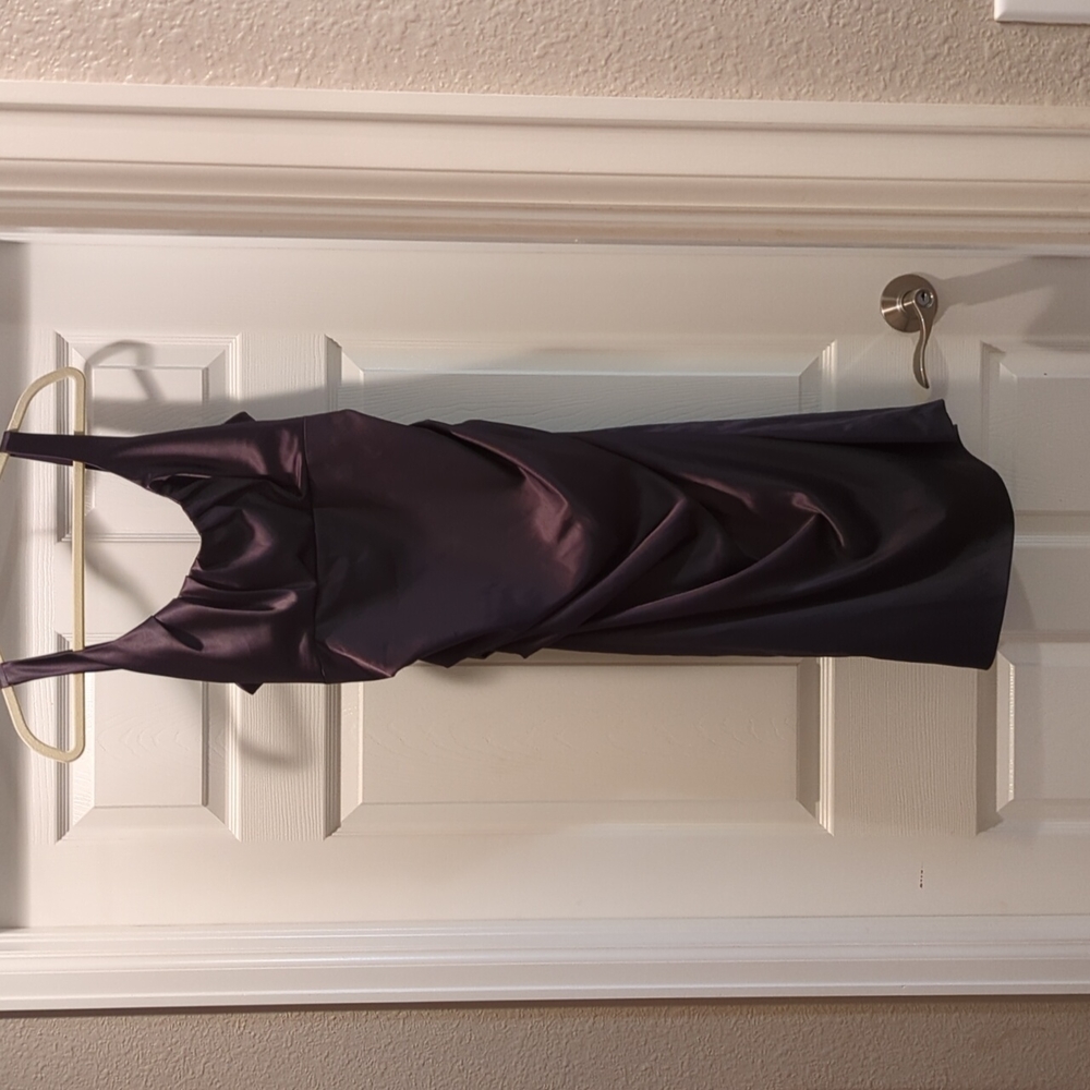 Susie Chin for Maggy Boutique Charcoal Satin Bridesmaid dress